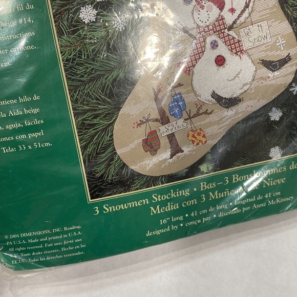 Creative Accents cross stitch stocking 3 snowmen - Picture 6 of 6